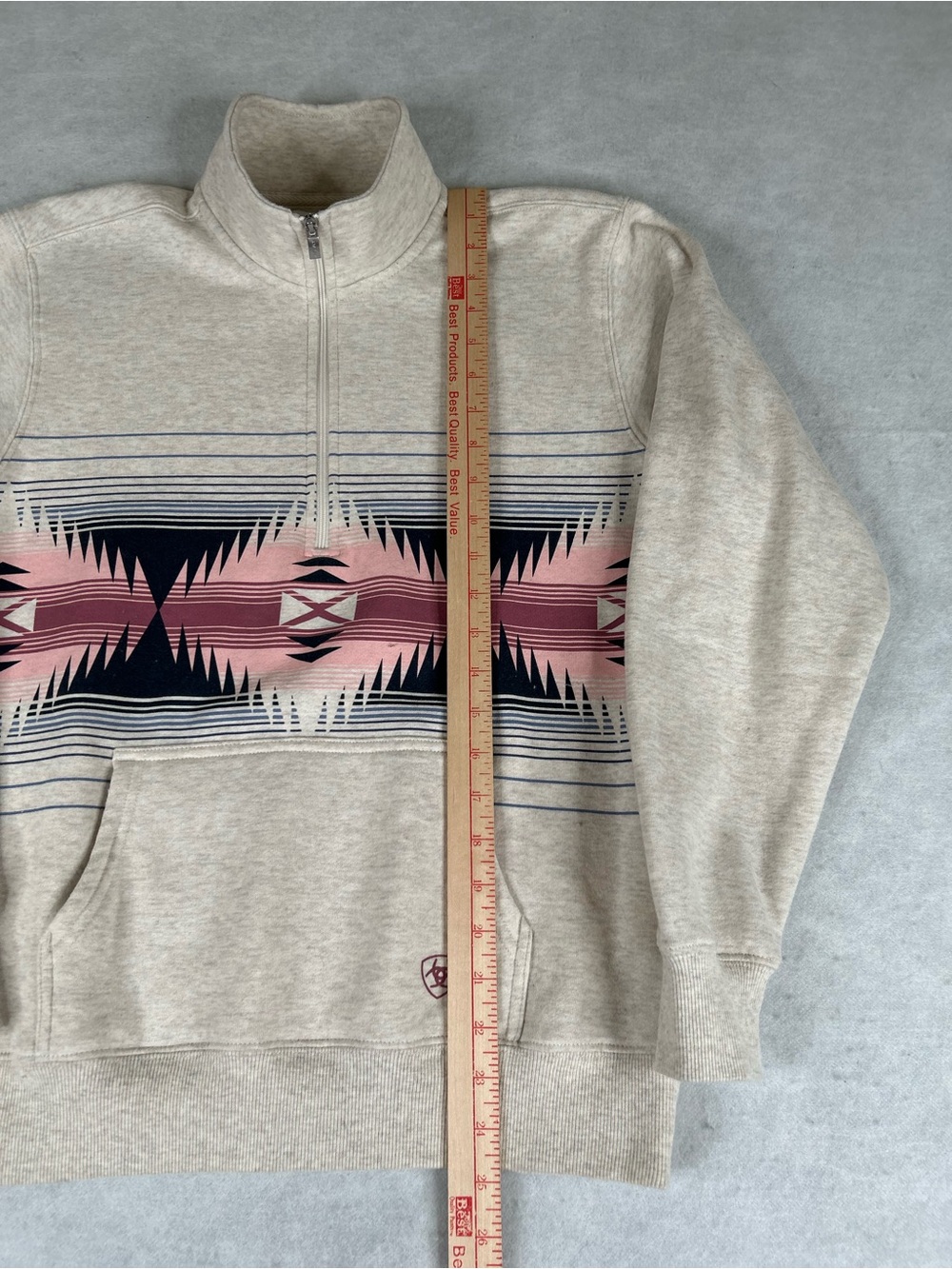 Ariat Pullover Women's Size Small Aztec 1/4 Zip Jacket Shirt Kangaroo Pocket - Picture 9 of 13